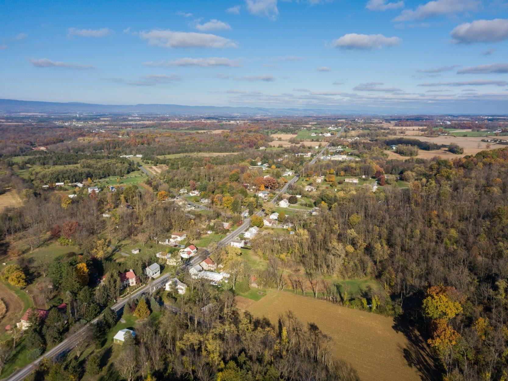 Aerial view of residential area in Cumberland County, PA